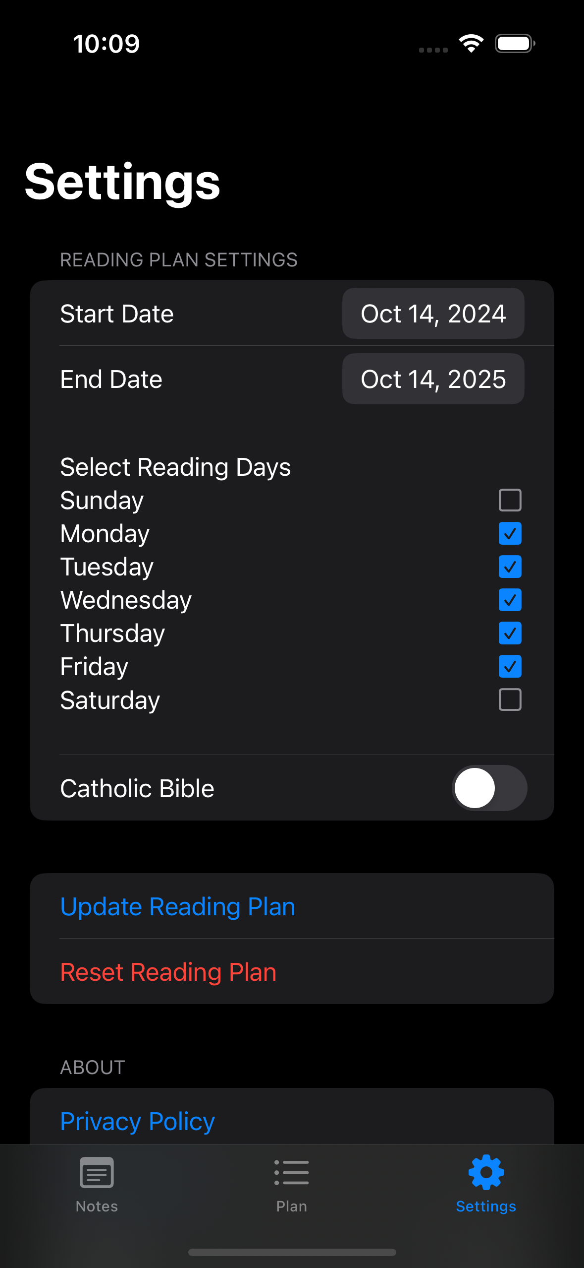 Custom Reading Days Screenshot